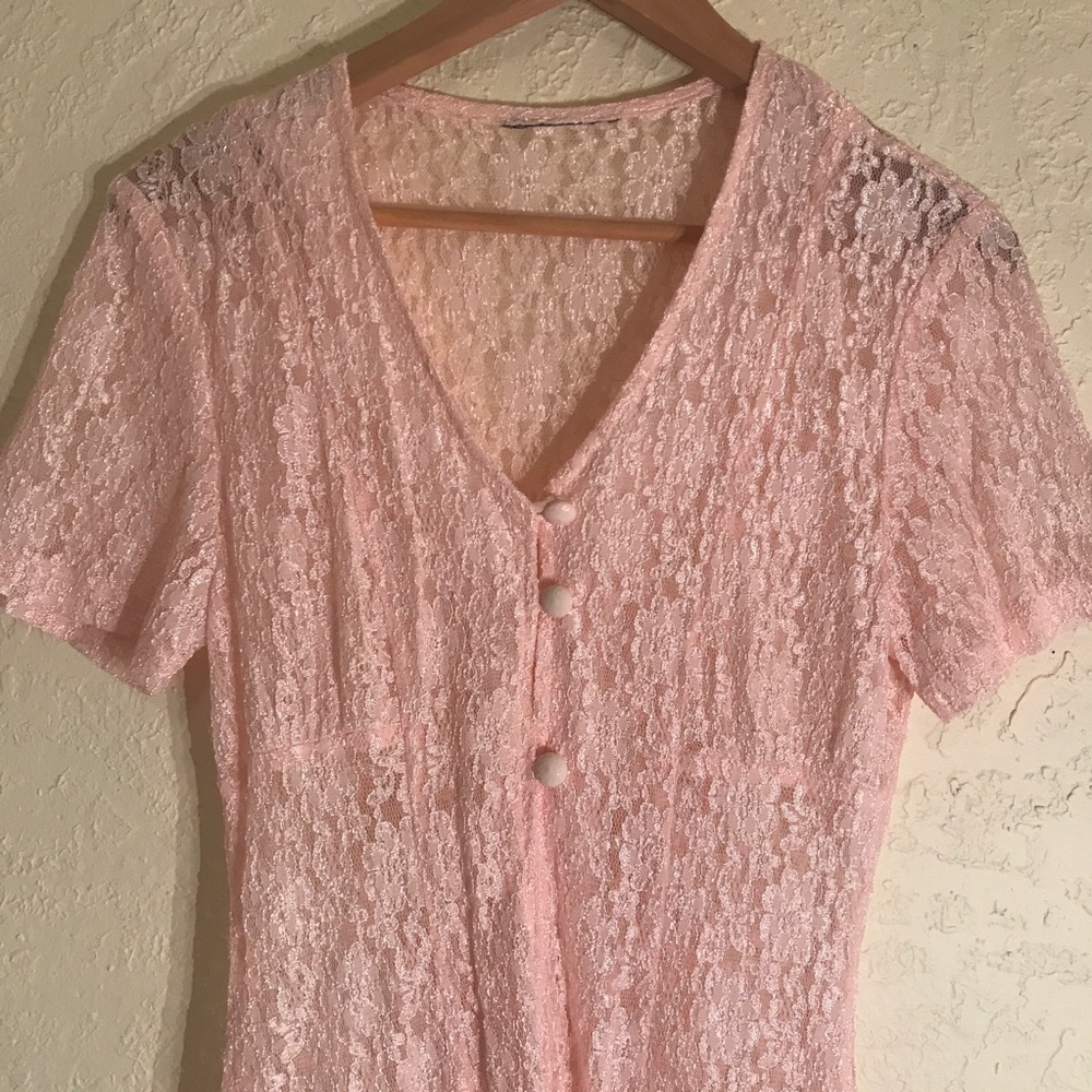 Vintage light pink lace dress - Picture 3 of 5